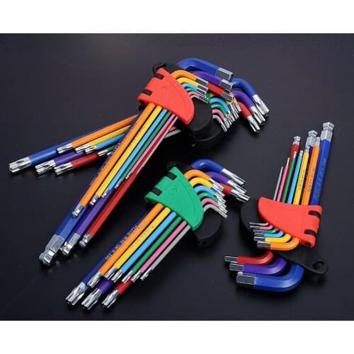 Industrial Grade Color Allen Wrench Chrome Vanadium Steel Ball Head Plum Rice Seed Long and Long Folding Multi-purpose