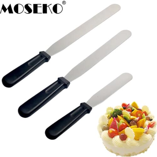 MOSEKO 6/8/10 Inches Stainless Steel Butter Cake Cream Spatula for Cake Smoother Fondant Baking Pastry Cake DIY Decorating Tool