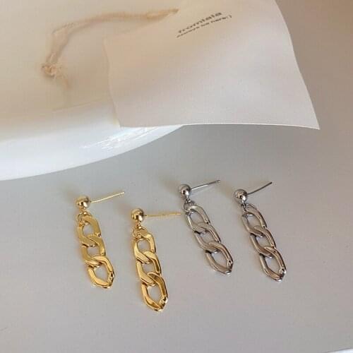 WTLTC Vinatge Style Metal Chains Link Dangle Earrings Retro Drop Hollow Earrings for Women Statement Minimalist Earrings Jewelry