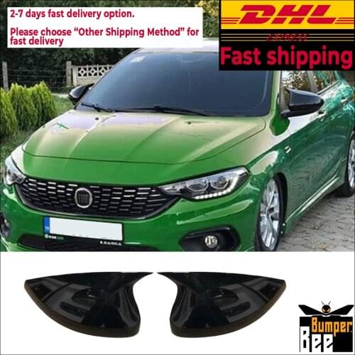 Mirror Cover For Fiat Egea Tipo Neon 2015 2016 2017 2018 2019 2020 Accessory Bright Black BAT BATMAN Case CAR Shield External