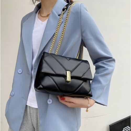 Women Shoulder Bag V-line Thread Leather Handbag Crossbody Bag for Women 2021 Sac A Main Ladies Handbags and Purses Luxury Brand