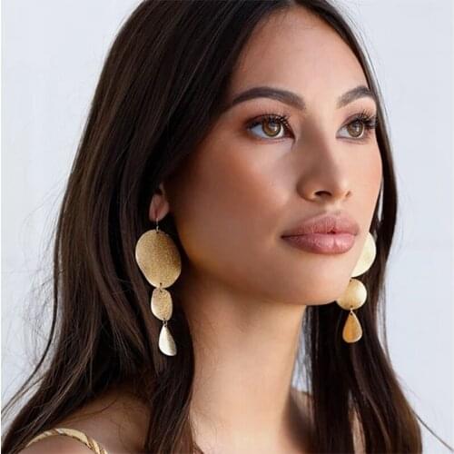 Fashion Statement Earrings Metal Round Geometric Earrings For Women Hanging Dangle Earrings Drop Earing Modern Jewelry Pun