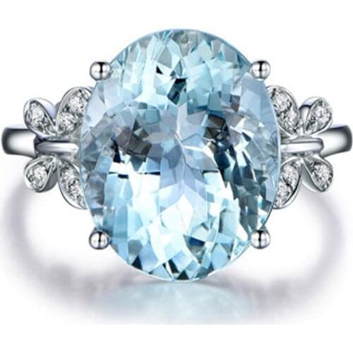 2019 New Top Quality Butterfly Ring Big Star CZ Ocean Blue Stone For Women Fashion Engagement Party Promise Ring Jewelry Gifts