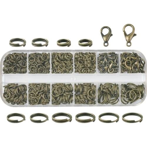 1Box Iron Split Rings and Zinc Alloy Lobster Claw Clasps Necklace Bracelet for Jewelry Making DIY Findings