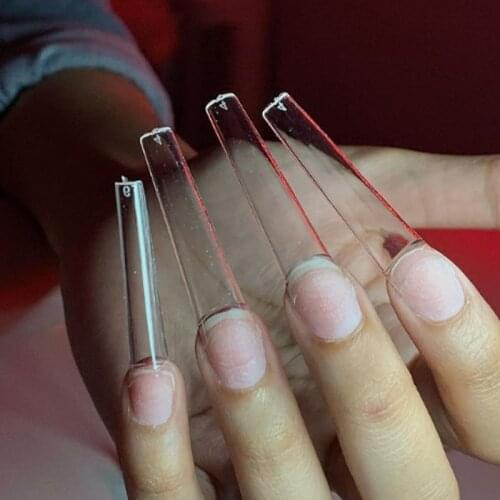 100pcs/bag No C Curve XXL Coffin Tips Straight Square Half Cover Long False Nail Tips Acrylic Gel Manicure Tool