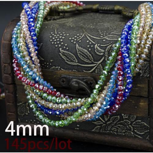 18 AB color 4mm 145PCS Bicone crystal beads Cut Faceted Round Glass Beads,bracelet necklace Jewelry Making DIY