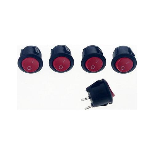 20 Pcs Red Button 2 Pin ON-OFF 10A/125V 6A/250V AC SPST Round Rocker Boat Switch