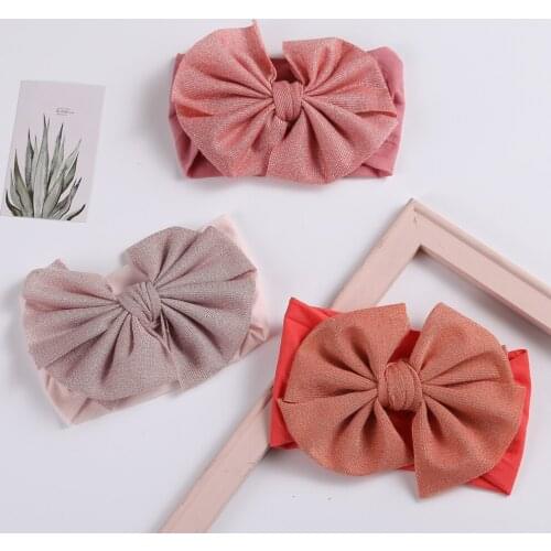 20 Pcs/Lot, 2021 New Fabric Bow Wide Nylon Headbands, Baby Girls Hair Accessories