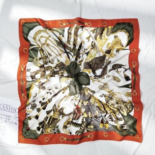 2020 Four Seasons New Fashionable All-Match Comfortable Scarf Printed Variety Twill Cotton Square Scarf Retro Fashion 90*90 cm