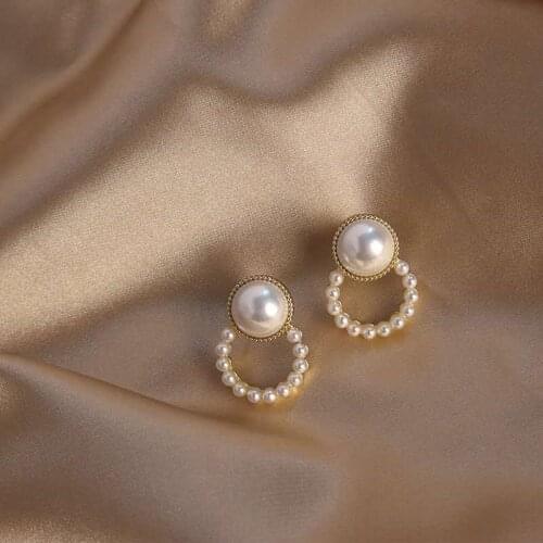 2021 Korean New Trend Simple Geometry Earrings Fashion Temperament Sweet Pearl Flower Earrings Female Jewelry Gift