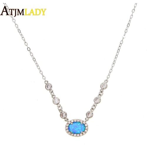 2019 Real Moana Collares New Fashion Elegant Jewelry Drop Opal Cz Pendant Necklace Choker Color Lady Women Delicate Oval Charm