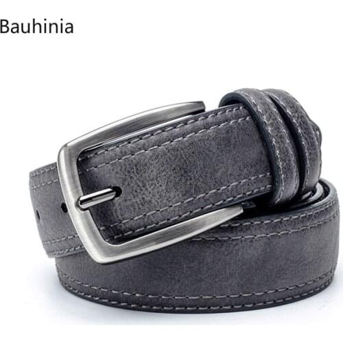 2021 New Mens Fashion/Leisure Imitation Leather Pin Buckle Belt 100-130cm Optional High-end Retro/Comfortable Jeans Belt