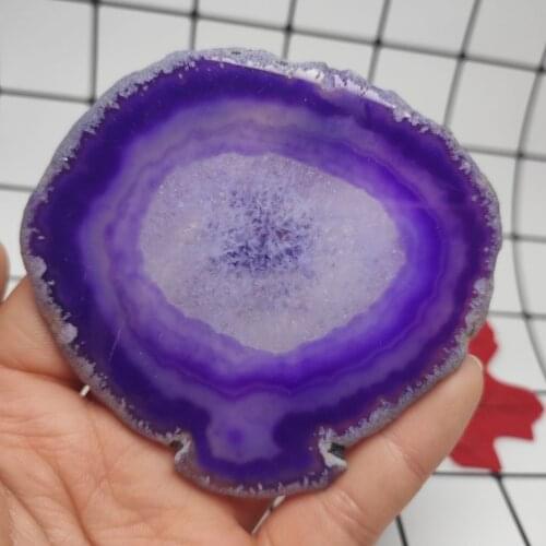 6-8cm Natural violet Agate Slice Gems Crafts Pad Coaster Cup Mug Glass Hot Beverage Holder Pad Quartz Onyx Stone