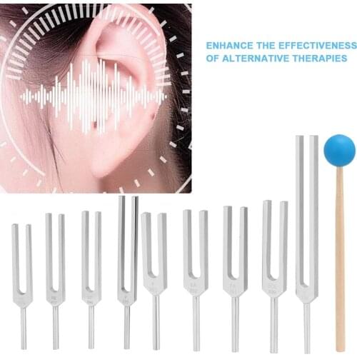 9pcs 174-963HZ Tuning Fork Sound Healing Therapy Tool Set For the elderly Health Care Tuning Fork Set