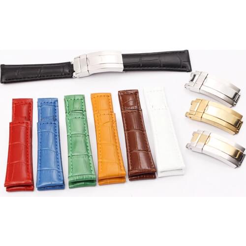 Watch accessories Applicable for Rolex leather watches with sun-type green water ghost series submariner Dinatong men strap