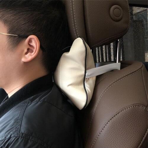2pcs Car Neck Pillow Perforating Design PU Leather Hole-digging Car Headrest pillow Auto Safety Accessories