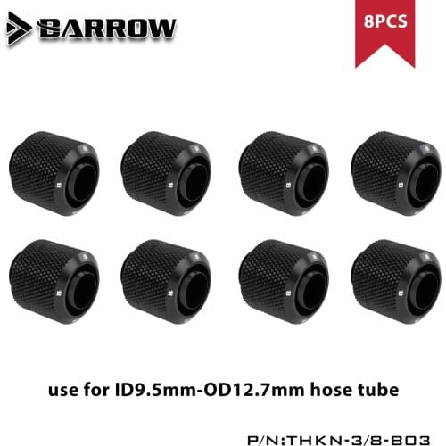 Barrow 8pcs THKN-3/8-B03, 3/8"ID*1/2"OD 10x13mm Soft Tube Fittings, G1/4" Fittings For Soft Tubes
