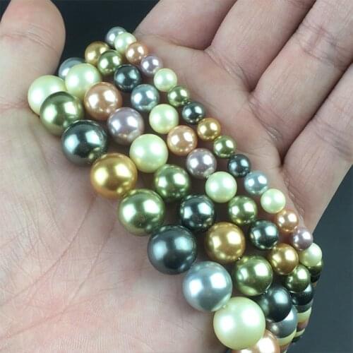 Natural Shell Pearls Beads Grey White Black Round Loose Beads For DIY Jewelry Making Bracelet Accessories 15''6/8/10/12mm