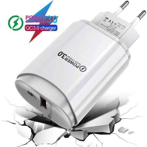 QC3.0 Single Port EU / US Fast Charging Mobile Phone Charger USB Charger Smart Tablet Charging Head for iPhone 12 Samsung S9 S8