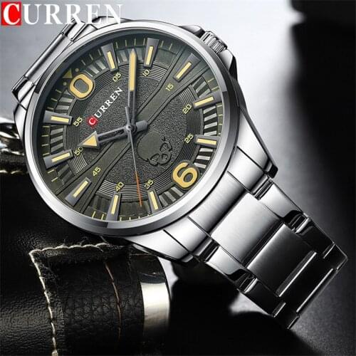 CURREN Sport Men Watch Top Luxury Brand Military Waterproof Skull Male Clock Stainless Steel Quartz Business Man Wristwatch 8389
