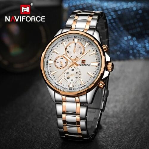 NAVIFORCE Watches Mens Fashion Business with 24 Hour Day and Date Display Waterproof Stainless Steel Men Watch Relogio Masculino