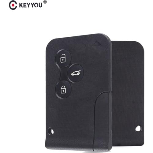 KEYYOU 3 Buttons Smart Card Key Shell Case For Renault Clio Logan Megane 2 3 Koleos Scenic Card Case Autos Car Key Fob Shell