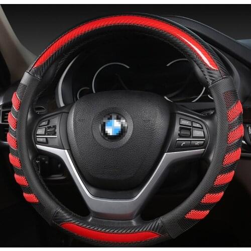 Braiding cover on the Steering Wheel Cover 38CM 15'' Holder Protector Car styling universal Carbon fiber Steering Wheel Cover