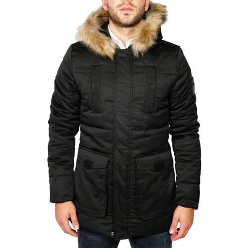 Black PARKA padded with fur ENOS & CO PI8903