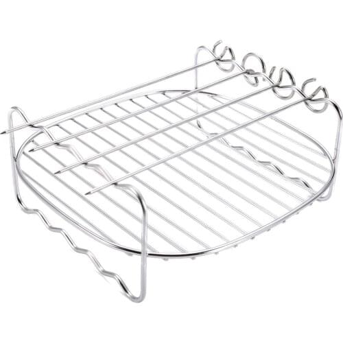 Barbecue Home Holder Baking Tray Double-deck Air Fryer Replacement BBQ Rack Skewers Stainless Steel Outdoor BBQ Non-stick Tray