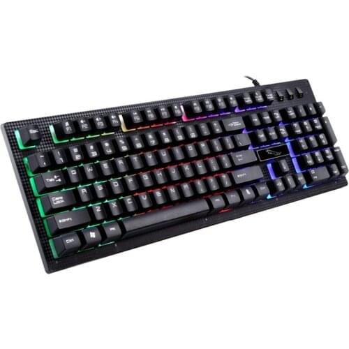 Elisona 104 Keys USB Wired Colorful RGB Backlight Gaming Keyboard Keypad Key Board for Computer PC Desktop Laptop LOL DOTA Gamer