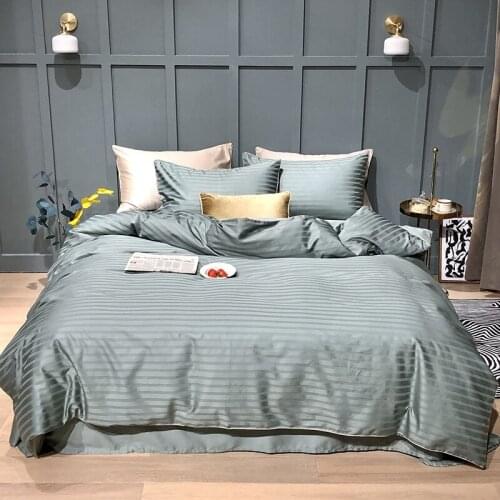 4 Pieces Weaved Jacquard Pattern Bedding Set King Size 220*240cm Duvet Cover Silky Egyptian Cotton Quilt Bed Covers Queen Linen