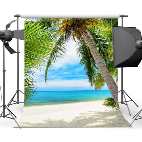 Mehofoto Summer Cocount Tree Backdrops Photography Blue Sky Sea Background Sandy Beach backdrop MR-2251