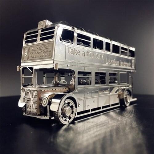Nanyuan IRON STAR 3D metal puzzle London Bus model kits DIY Laser Assemble jigsaw puzzles for adults learning toys for children