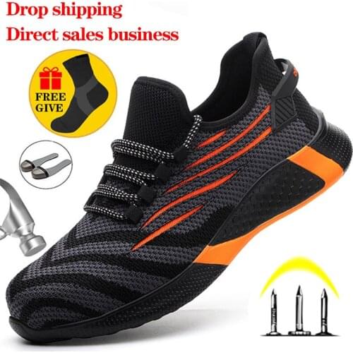 Men Breathable Safety Shoes Non-slip safety shoes Male Indestructible Work Shoes Anti-puncture Working Sneakers Men Boots