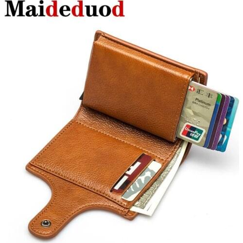 Maideduod PU Leather Card Holder 2020 Men Wallet Women Smart Slim RFID Ladies Card Case Unisex Vintage Solid Money Bag