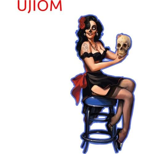 UJIOM Cartoon Sugar Skull Retro Pinup Wallstickers Home Decoration Decals Sticker Wall Poster Waterproof Wallpaper Room Decor