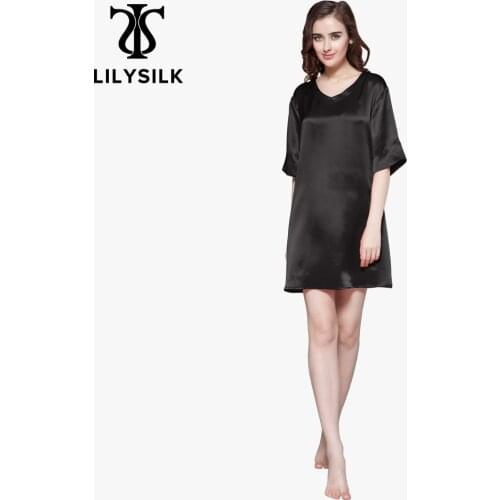 LilySilk 100 Silk Nightgown Women Sleepwear Night Dress Short 22 momme V Neck Luxury Natural Clothing Free Shipping