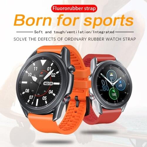 Newest 20mm 22mm fluororubber Band for Samsung Galaxy Watch Active 2 Active 3 Gear S2 S3 Silicone Watchband Bracelet Strap 45mm
