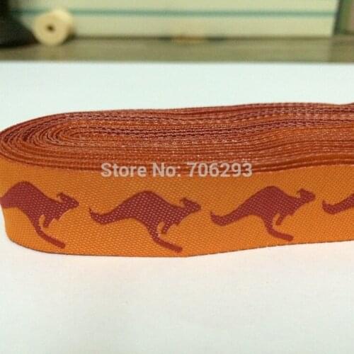 2014 NEW 5/8'' 16mm Wide 10yard/sets orange color kangaroo Woven Jacquard Ribbon For Dog CollarKTZD20140714020