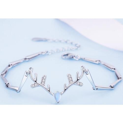 New small antler Charm Beads moonstone bracelet Crystals from Austrian Bracelet for Women Fine Jewelry girl Gift