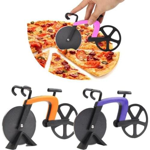 Stainless Steel Baking Bicycle Pizza Cutter Round Wheel Roller Cutter Bike Pizza Cutter Kitchen Tools Nonstick Knife For Pizza