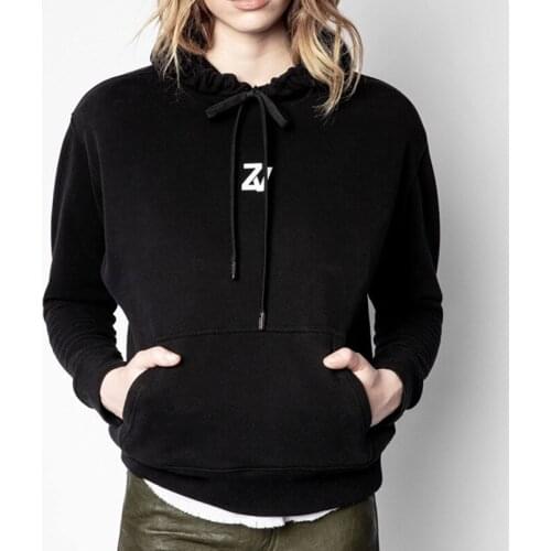 Autumn Print Fashion High Street Women Brand Cotton Fleece Hoodies Female Casual Slim Top Ladies Casual Pink New Pullovers ML042