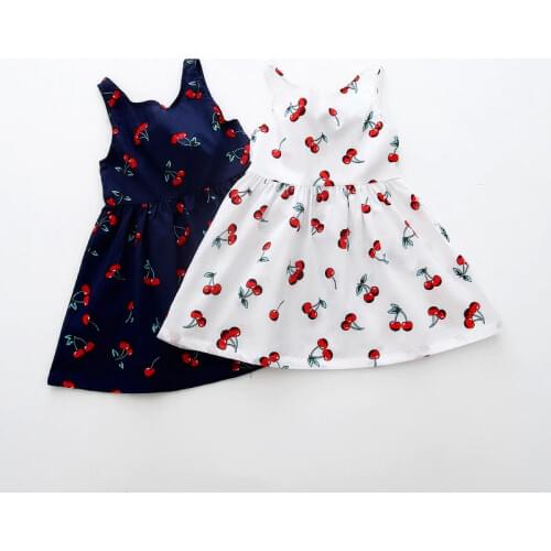 Brand Baby Girl Printed Cherry Dress Kids Childrens Clothing Sleeveless Dresses for Girls Daily Holiday Cheap Floral Vesitido