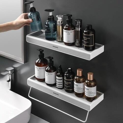 GURET Bathroom Shelf Drainable Storage Rack For Kitchen Wall-Mounted Shower Shelf Towel Rack Organizer Bathroom Accessories Sets
