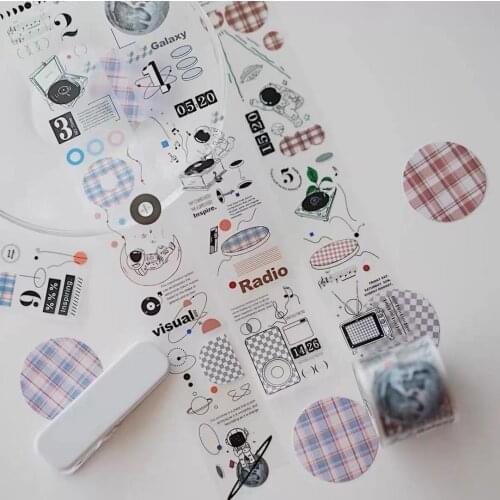 Lovely Cartoon Astronaut PET Tape for Card Making Bullet Journal DIY Scrapbooking Clear Sticker