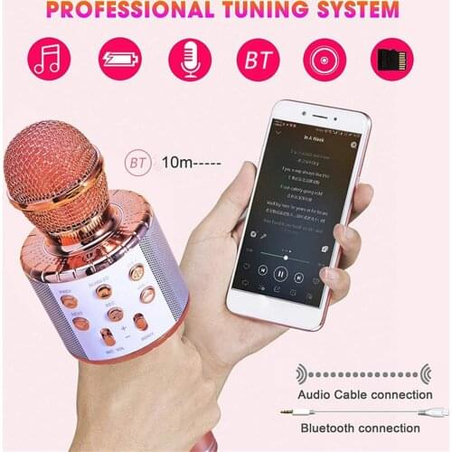 Professional Bluetooth Wireless Microphone Hand held Microphone Speaker Karaoke Music Player Broadcasting Integrated Equipment
