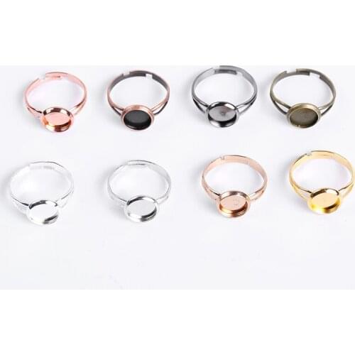 10Pcs/Lot Adjustable Ring Settings Base Findings Diy Rings Accessories Glass Cabochons Cameo Tray For Jewelry Making Supplies