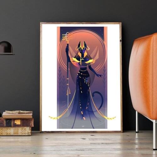 Nordic Home Decor Ancient Egypt and Greek Mythology Poster Bastet Canvas Painting Wall Art Prints Abstract Picture Frameless