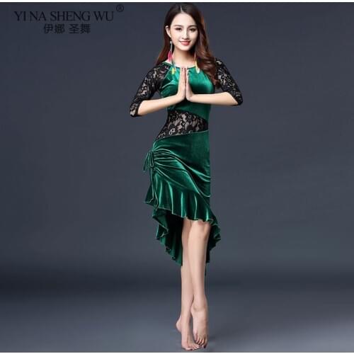 Middle Sleeve Dress for Women Belly Indian Dance Girls Lady Belly Sexy Performance Clothing Dancewear Competition Practice Dress
