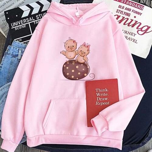 Hoodie Cute Anime Womens Hooded Sweatshirt Tops Harajuku Kawaii Chicks Print Casual Oversize Women Hoodie Winter Pocket sweater